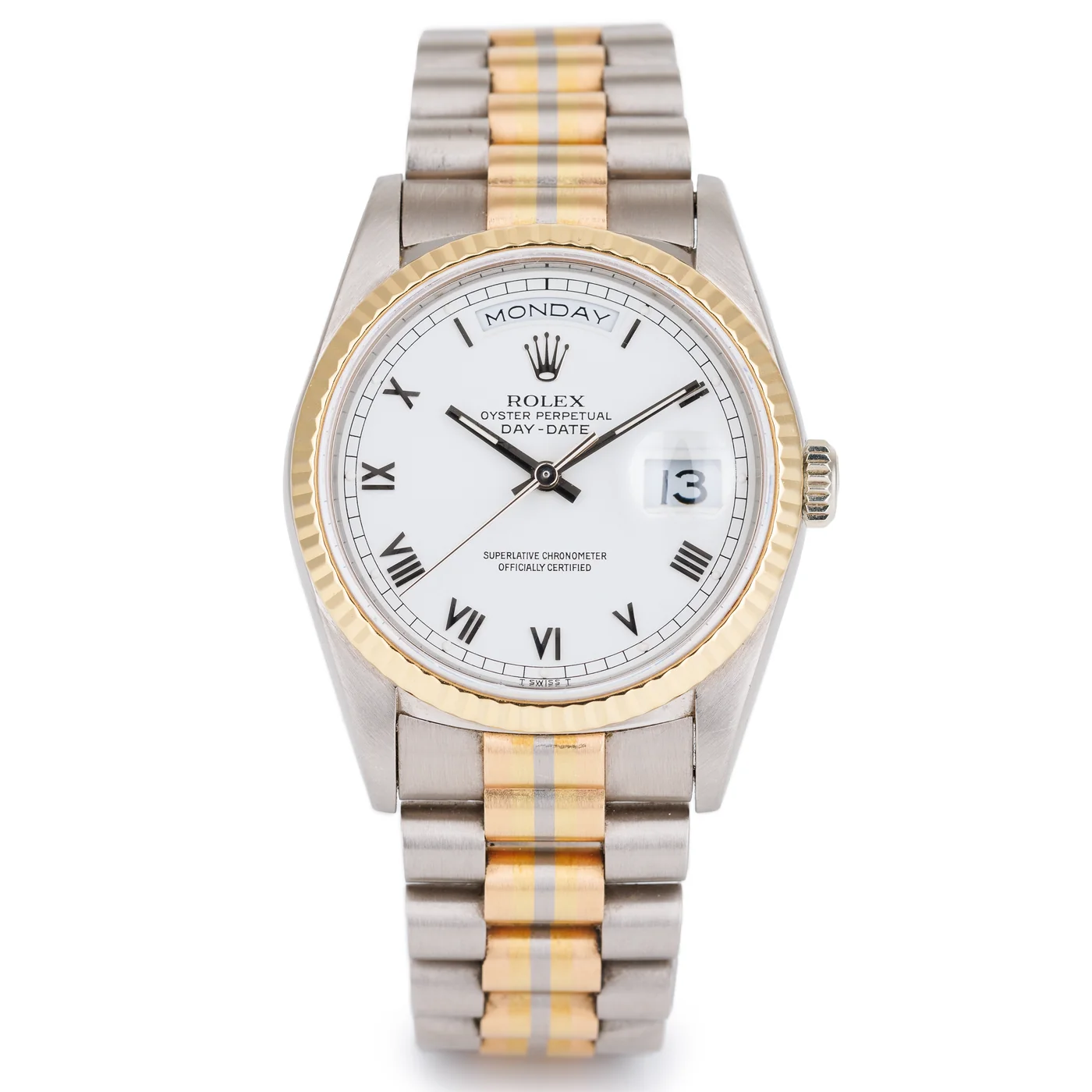 Rolex Day-Date Tridor | Ref. 18239B | Quadrante bianco | Oro bianco, rosa e giallo 18K | 1988