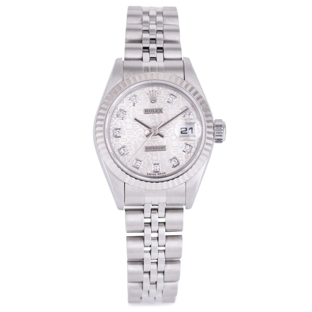 Rolex Lady-Datejust | Ref. 69174 | Quadrante Silver Jubilee con diamanti | 26 mm | Acciaio e lunetta in oro bianco 18 carati | 1997