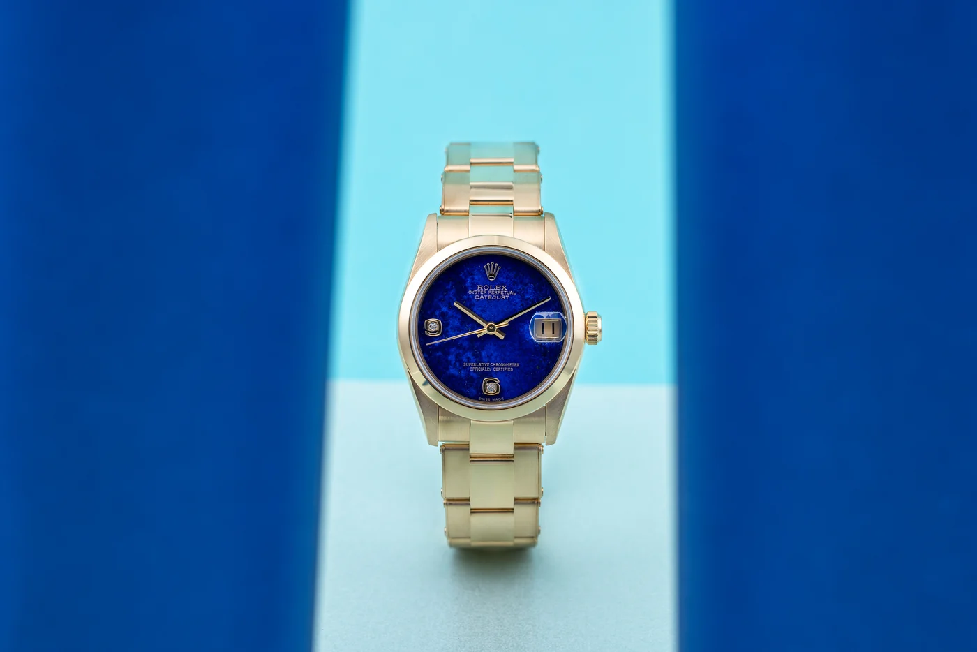 Rolex Datejust | REF. 68248 | 31 mm | Quadrante in lapislazzuli con diamanti | Oro giallo 18K | Misura media