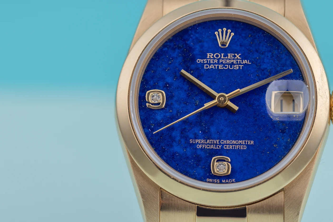 Rolex Datejust | REF. 68248 | 31 mm | Quadrante in lapislazzuli con diamanti | Oro giallo 18K | Misura media