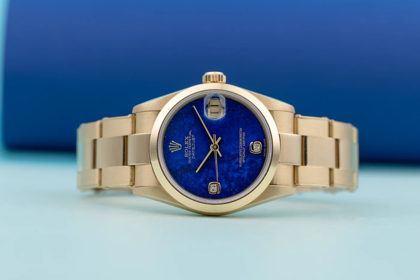 Rolex Datejust | REF. 68248 | 31 mm | Quadrante in lapislazzuli con diamanti | Oro giallo 18K | Misura media