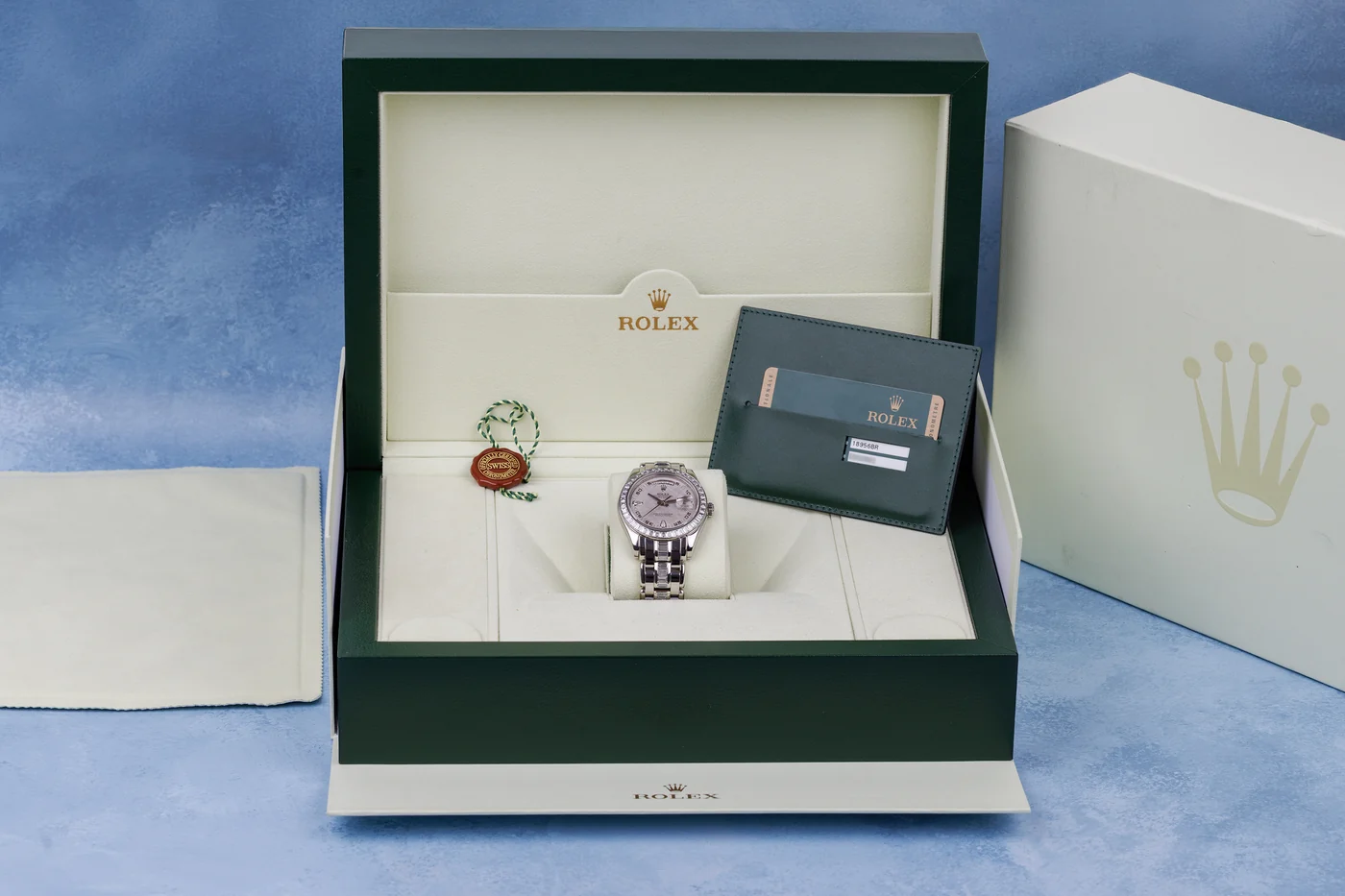 Rolex Day-Date Masterpiece 39 mm | Ref. 18956BR | Platino | Quadrante in meteorite | Lunetta e bracciale con diamanti taglio baguette | Scatola e certificati completi | 2007