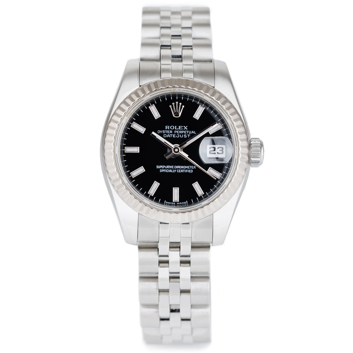 Rolex Lady-Datejust 26 | Ref. 179174 | Quadrante nero | Acciaio Oystersteel e oro bianco 18K | Scatola e documenti originali | 2008