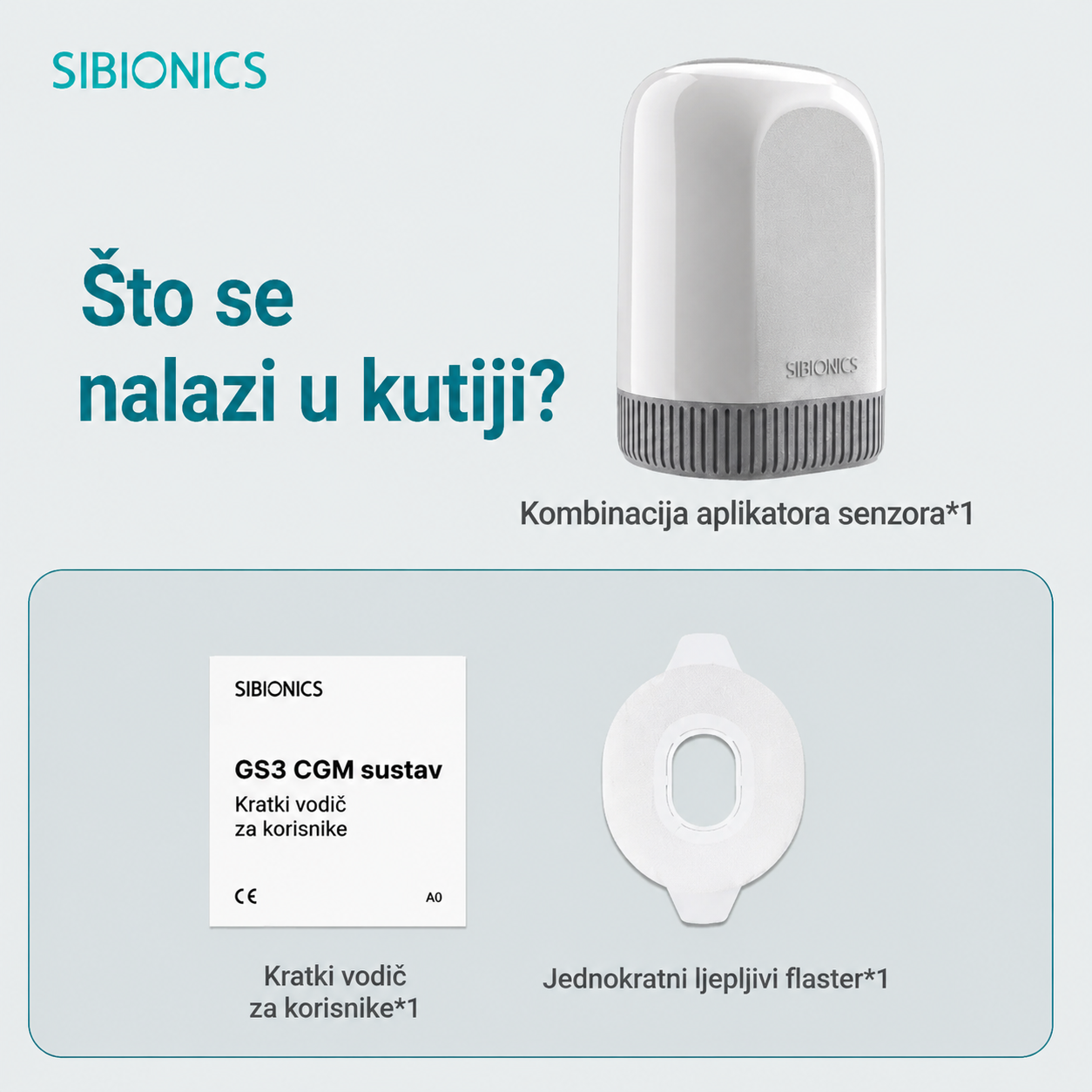 SIBIONICS GS3 Kontinuirani monitor glukoze (CGM) – senzor za 14 dana s AI analizom