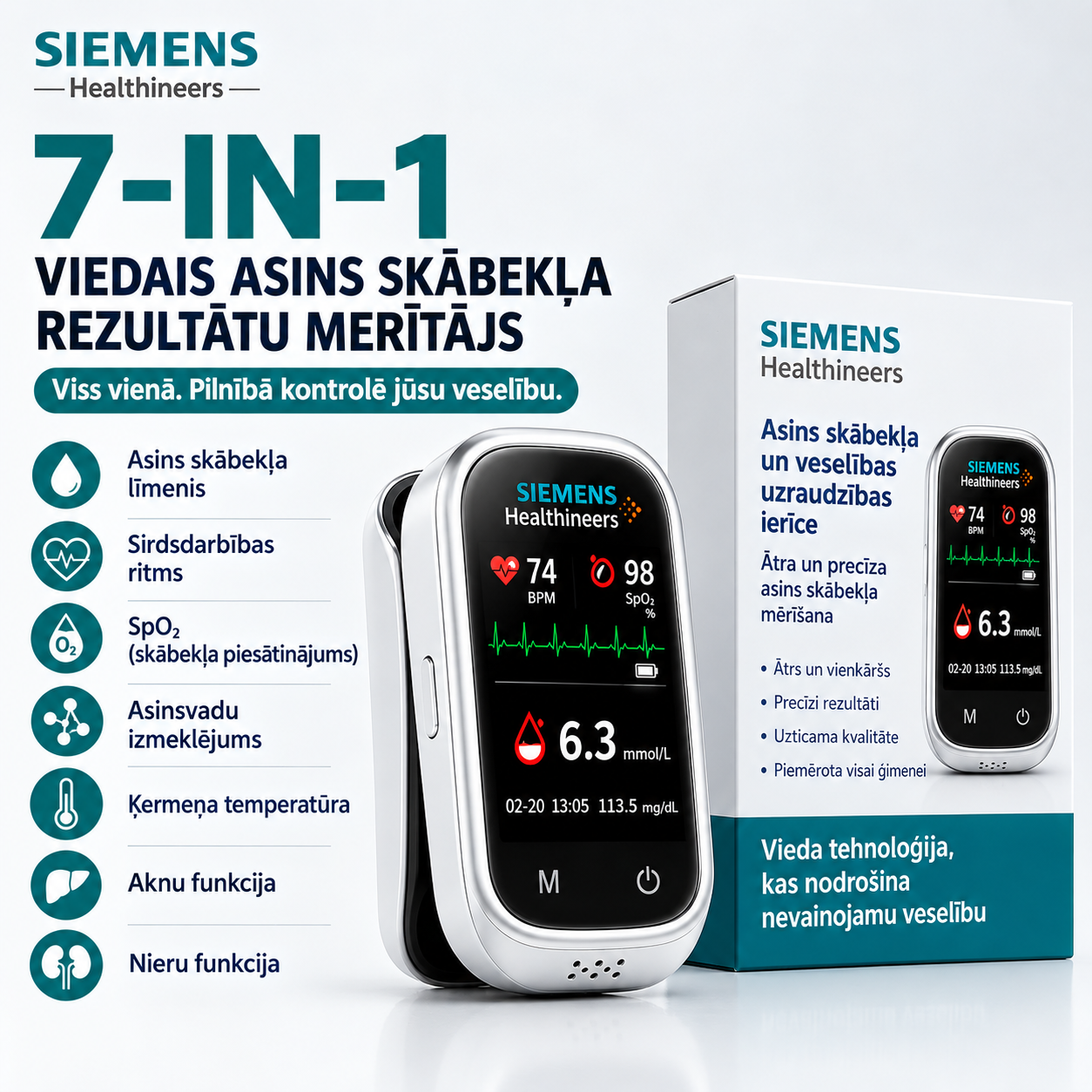 🩸 Siemens™ 11-in-1 Stichfreies Blutzuckermessgerät Ohne Stechen • Keine Teststreifen • Ergebnisse in nur 5 Sekunden