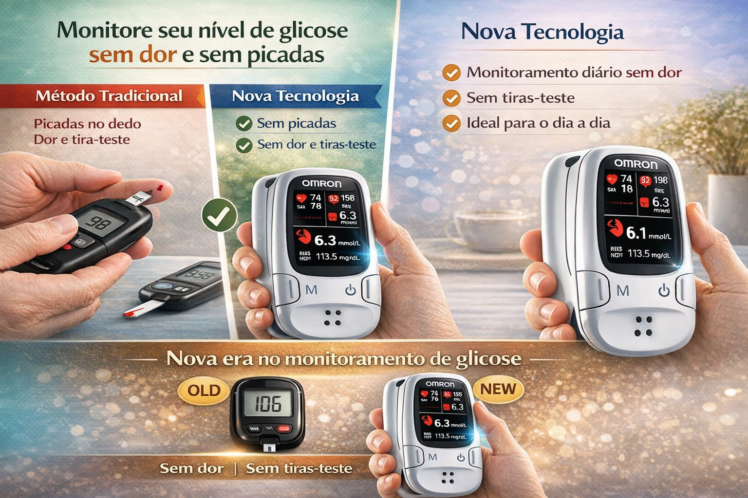 🔥A Omron™ apresenta o novo medidor de glicose inteligente não invasivo lançado no mercado 🔥Feito nos EUA🔥
