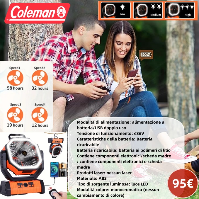 Un potente ventilatore da campeggio 3 in 1 wireless e adatto ai viaggi 🏕