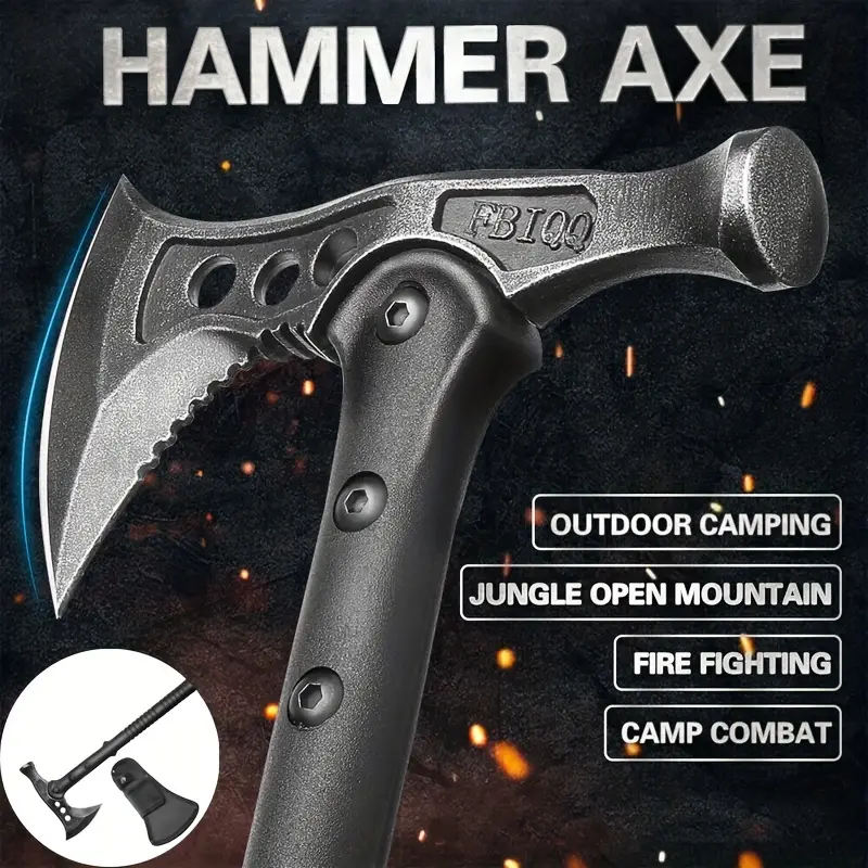 tactical survival axe, tactical survival axe portable camping hatchet with nylon sheath for outdoor hiking emergency birthday gifts christmas gifts details 0
