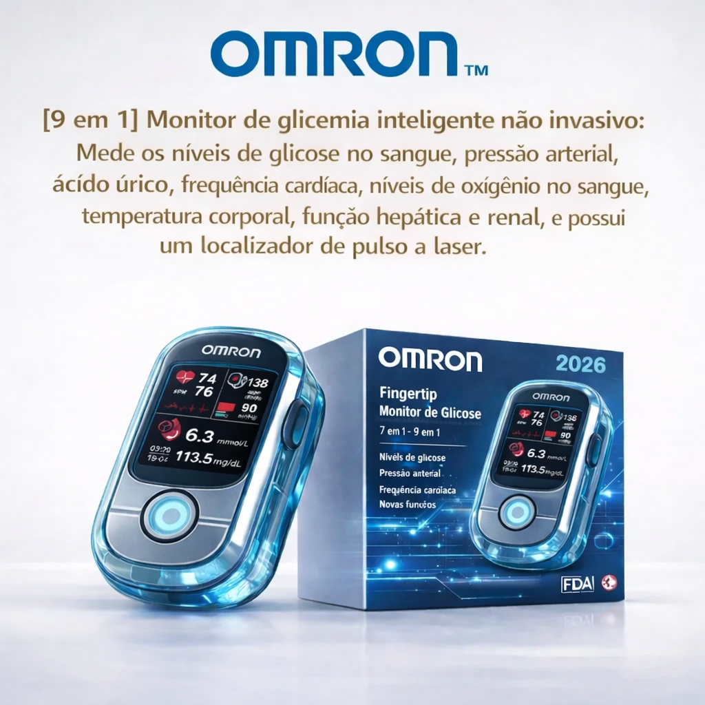 🔥 Acabaram-se as agulhas e a dor! | Medidor de Glicose Sanguínea Não Invasivo Omron™ – Monitorização fácil e precisa da glicemia, onde quer que esteja 🔥