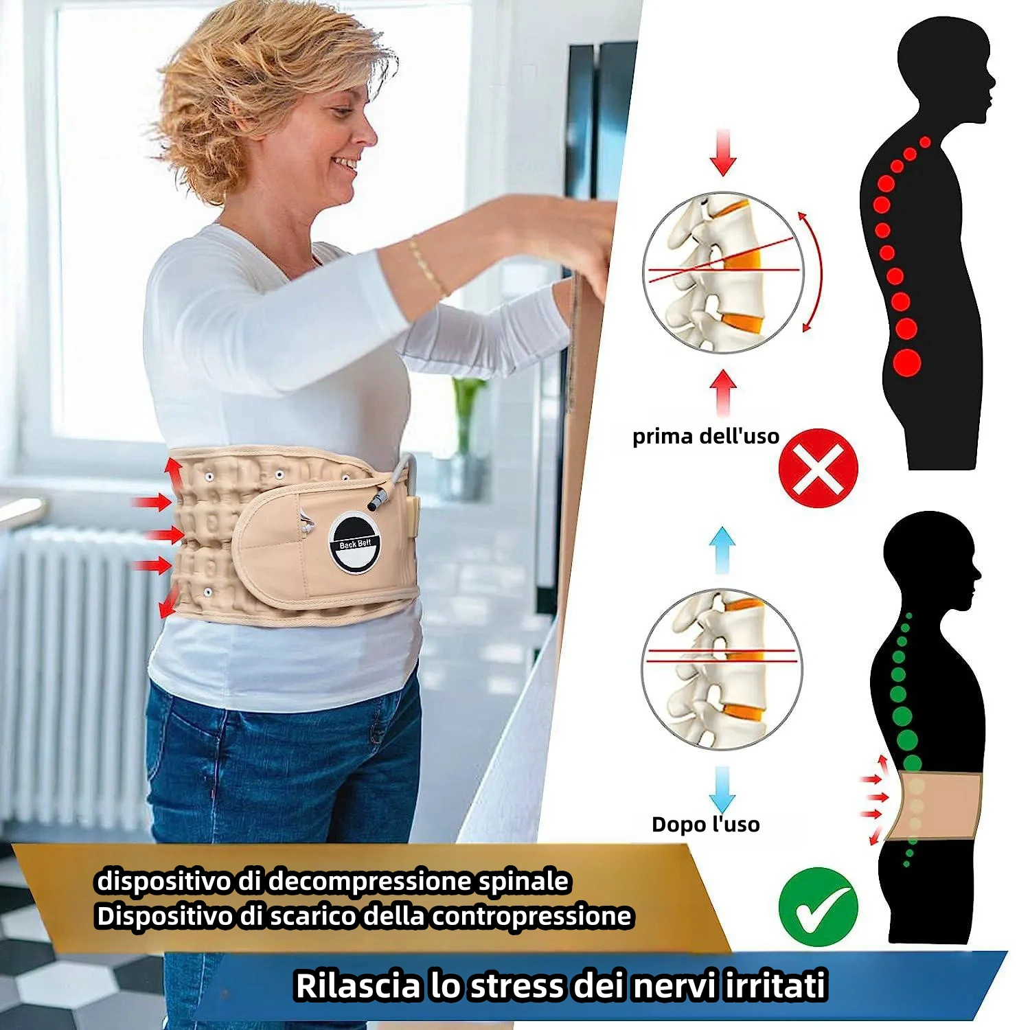 👍Cintura di decompressione lombare: supporto lombare per alleviare il mal di schiena