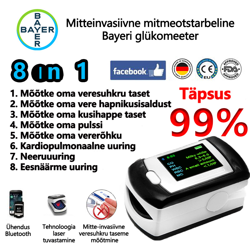 [Imporditud Saksamaalt] Uue põlvkonna mitte-invasiivne veresuhkru mõõtja (5-sekundiline mõõtmine, 99% täpsus) 2025🔥🔥