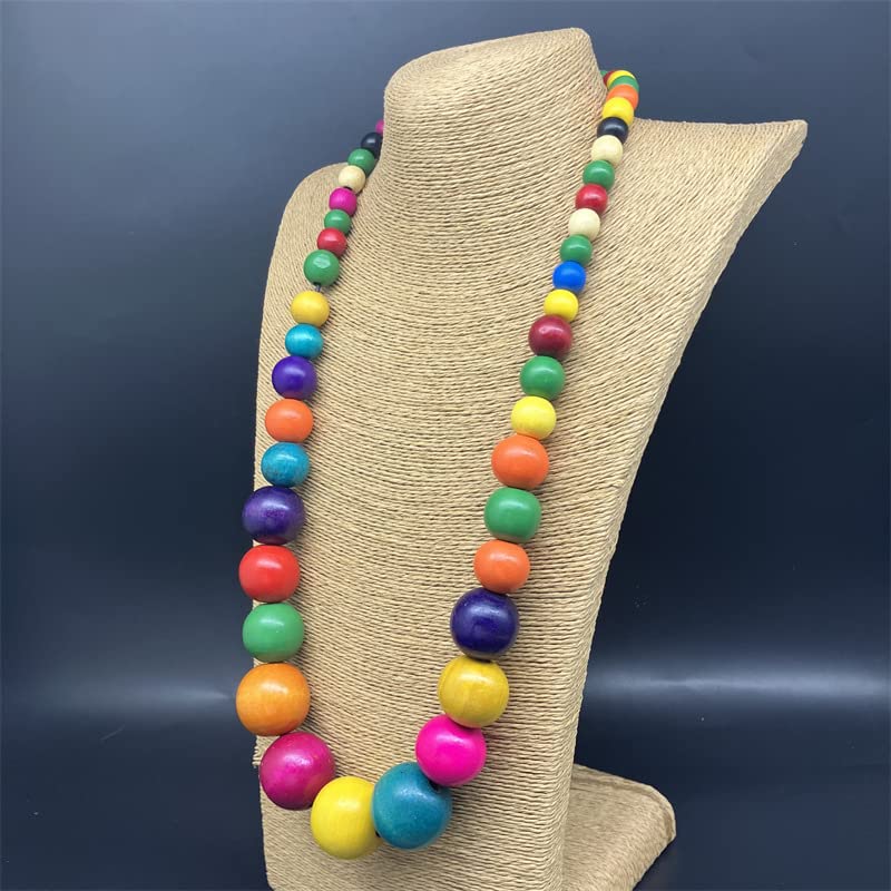 📿Colier mare, cu margine din lemn, cu lanț, șoc gros de mireasă, șoc boho