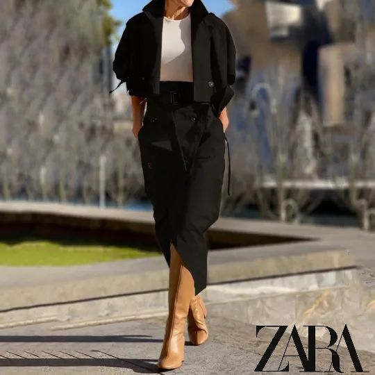 😍👚 Set din două piese cu fustă lungă casual la modă✨