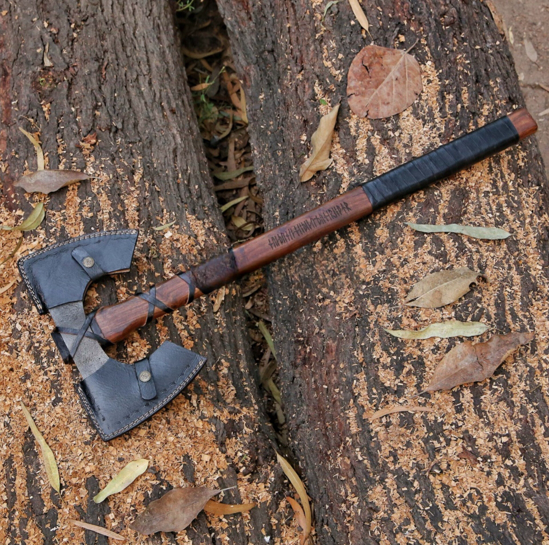 Topor cu două mâini, topor cu două capete, topor de luptă, topor de mână cu 2 poziții, topor viking, topor viking lung de luptă cu două mâini, cadou pentru cel mai bun om