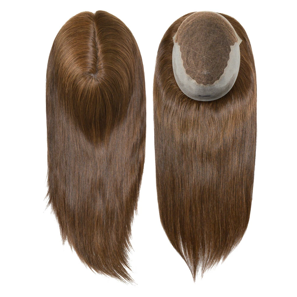 7"x9" French Lace with Polyskin Sides Human Hair Topper | Breathable, Natural Hairpiece for Women’s Hair Loss