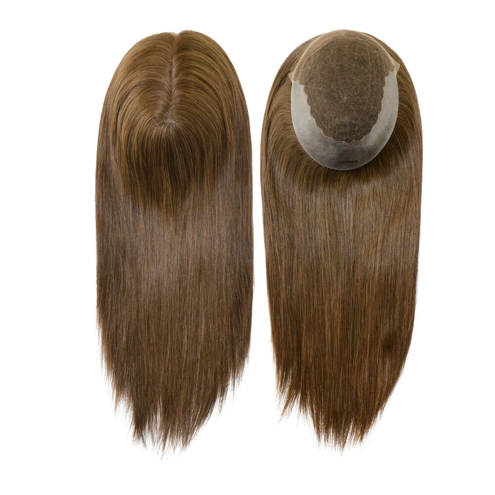 7"x9" French Lace with Polyskin Sides Human Hair Topper | Breathable, Natural Hairpiece for Women’s Hair Loss