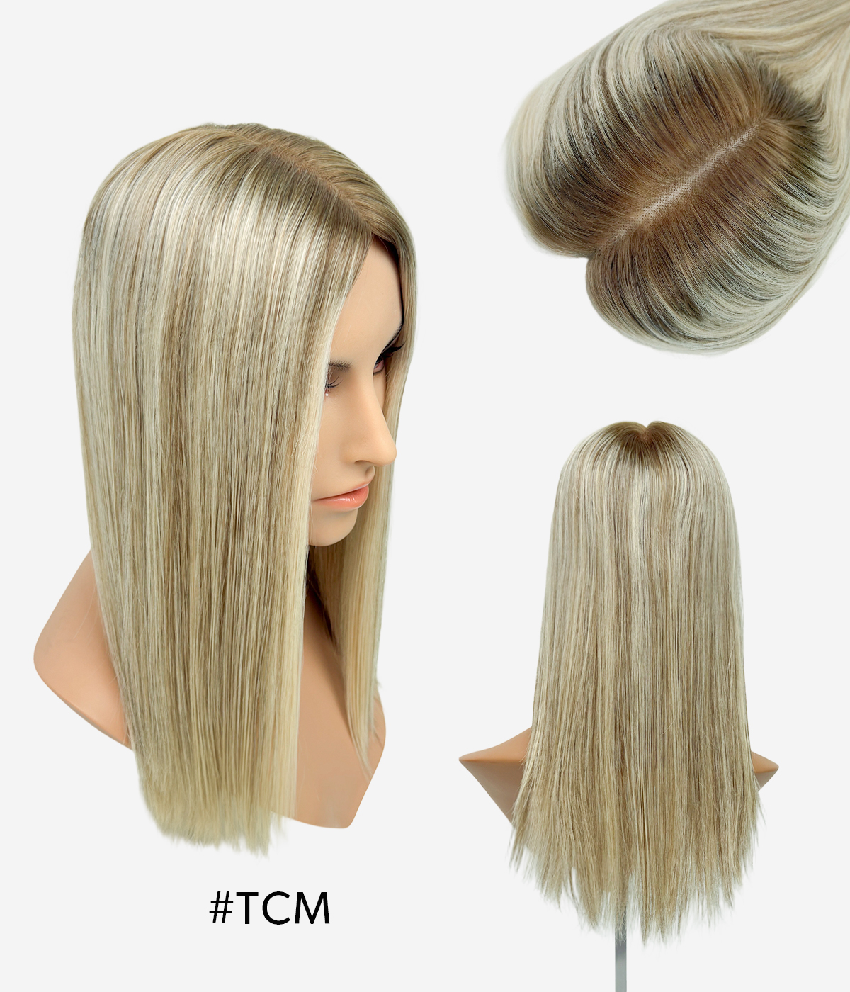 3″×5″ Full Mono Topper | PU Perimeter Edge | Natural Hairline Hair Topper