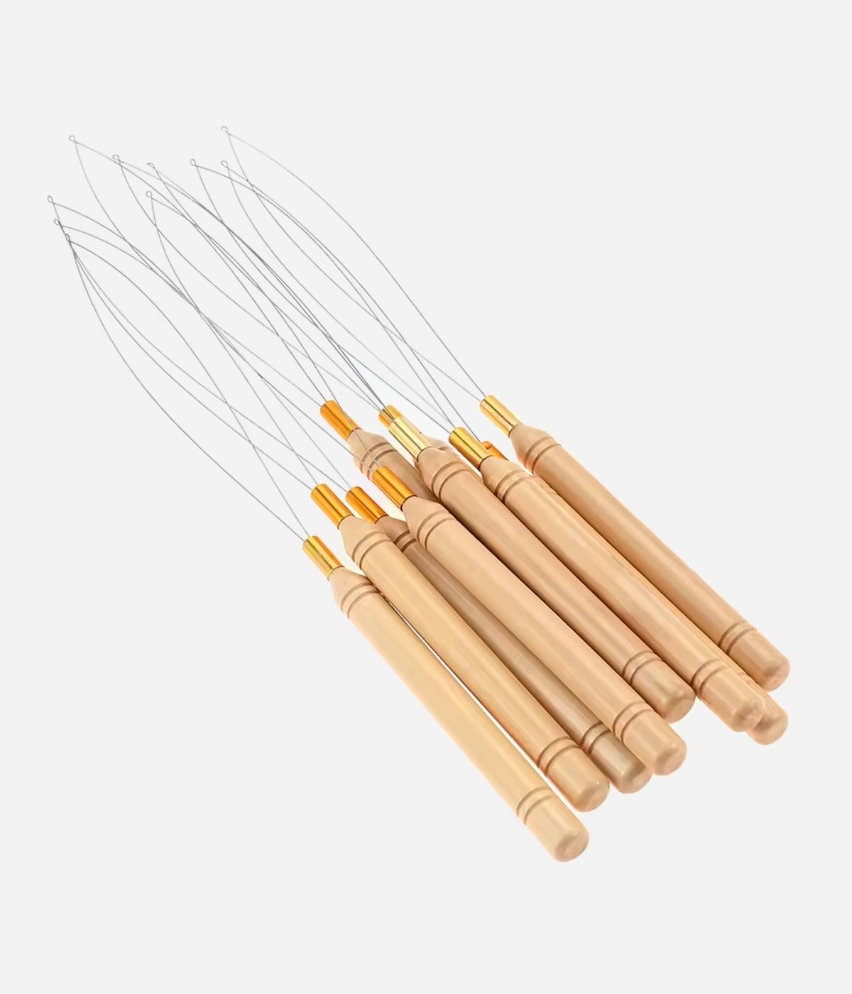 Wooden Loop Needle Bead Device for Micro Ring Nano Ring Hair Extensions Tool