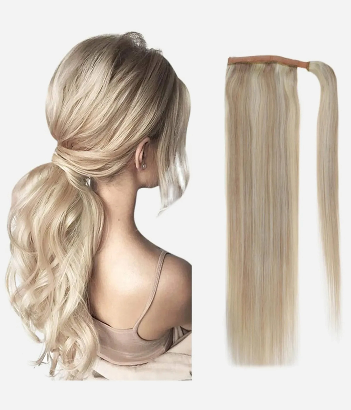 14-20" Wrap Around Human Hair Ponytail Extension