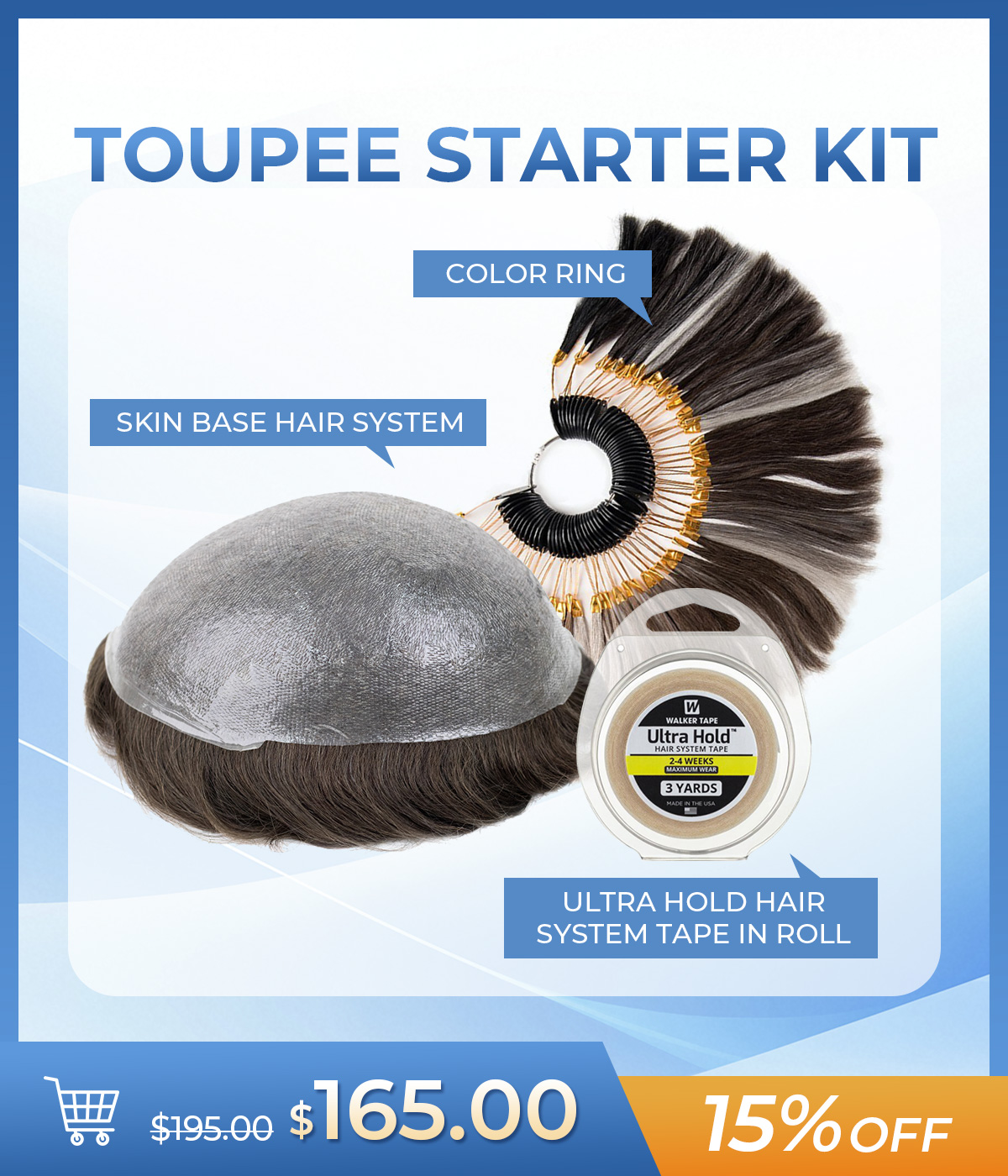 Salon Highly Recommended Mem's Hair System System Starting Kit  | Skin Hair System Plus Tools