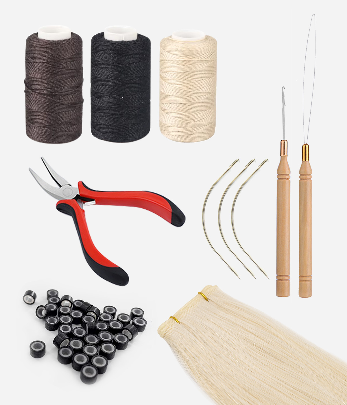 Hair Extensions Starter Kit Package /Hair weft Plus Tools