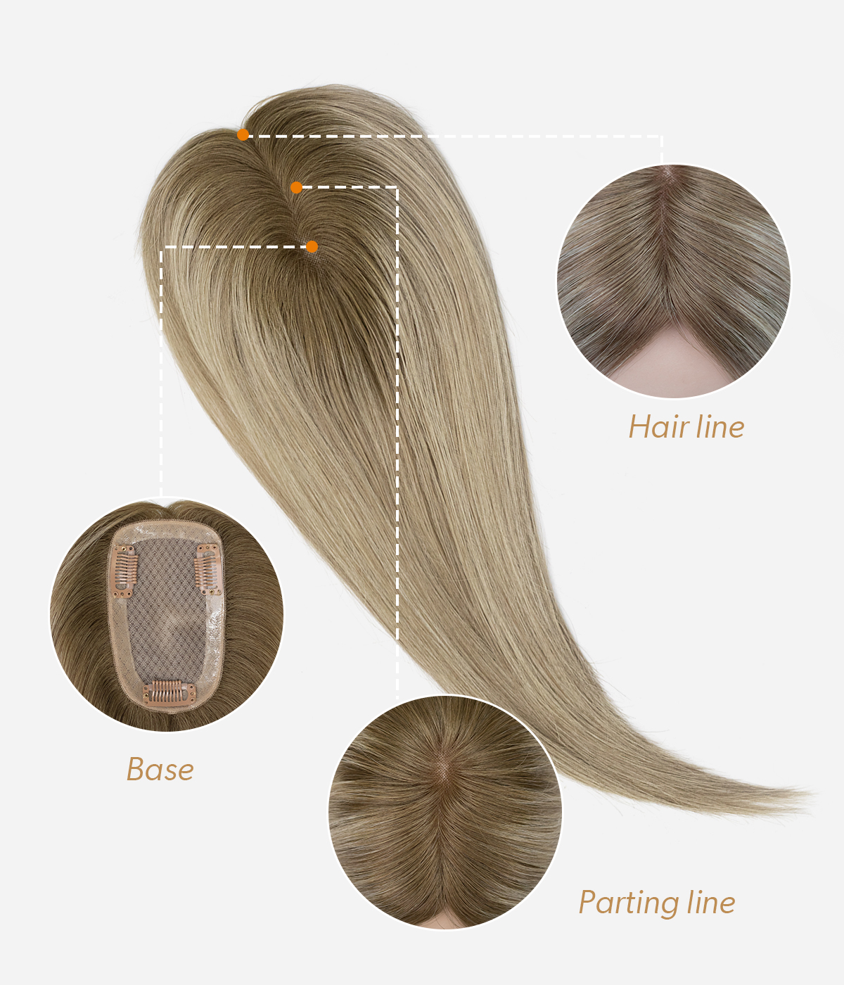 3"x5" Mono Topper 100% Virgin Human Hair for Thinning Crown Wholesale