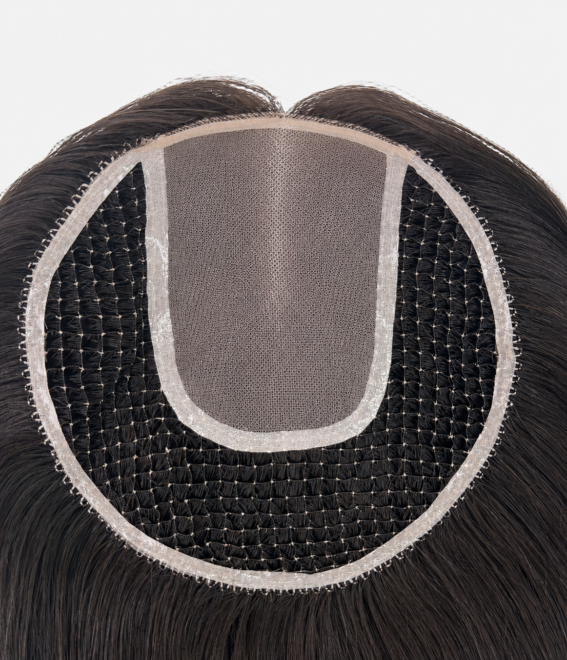 6"x6" Fishnet Mono Hair Topper | Hybrid Mono Top + Fishnet Base | Breathable Hair Integration Topper
