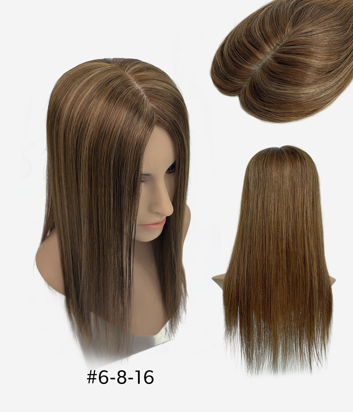 6"x7" Full Silk Base Bead-in European Human Hair Topper | 100% Handtied | European Hair Topper
