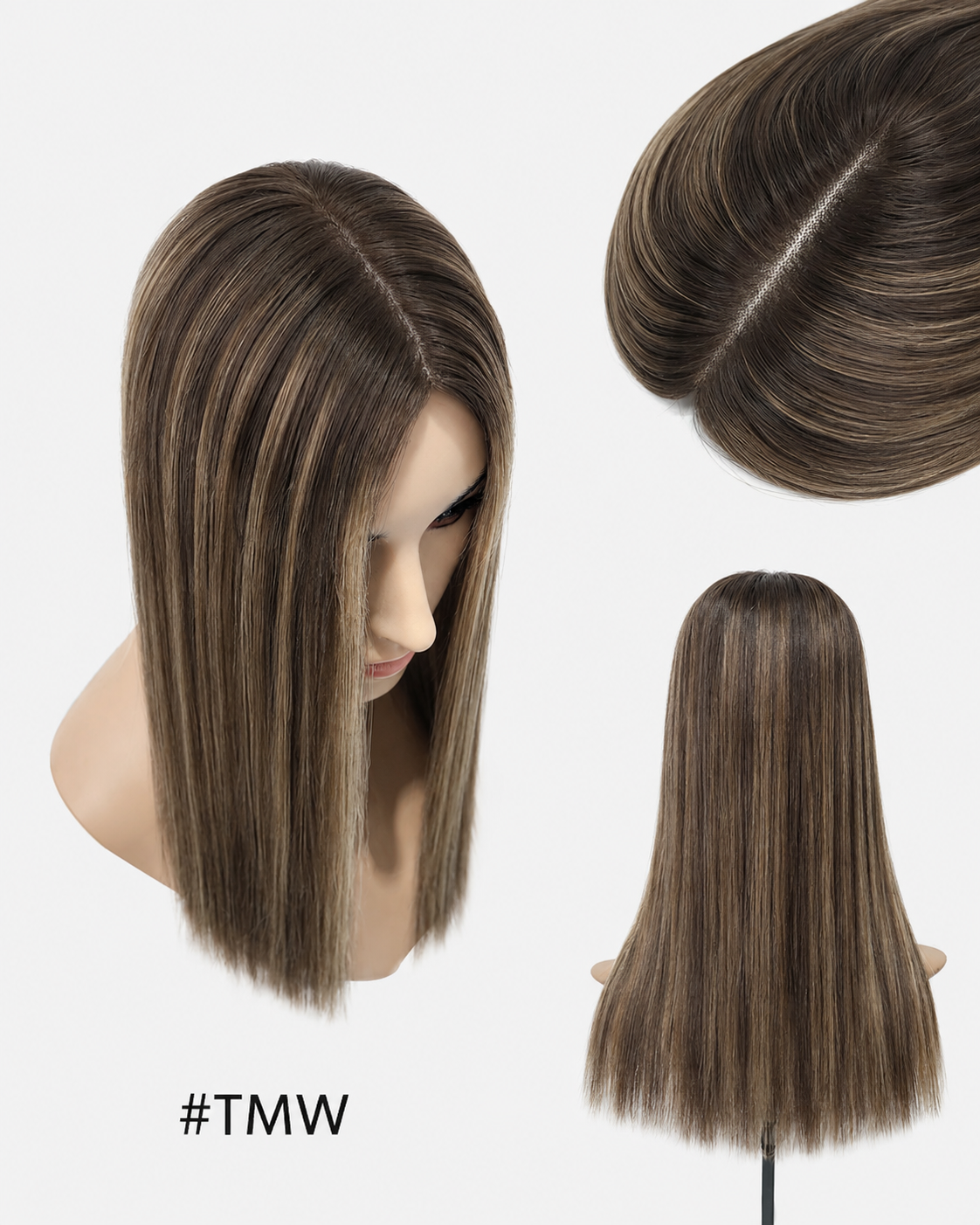 3″×5″ Full Mono Topper | PU Perimeter Edge | Natural Hairline Hair Topper