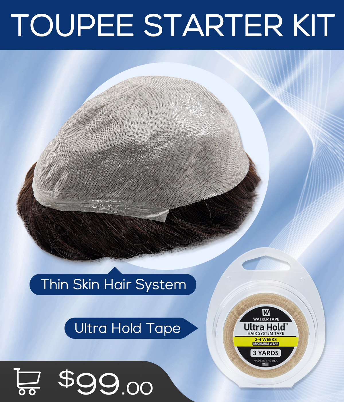 HAIR SYSTEM STARTER KIT PACKAGE I| THIN SKIN HAIR SYSTEM PLUS TOOLS