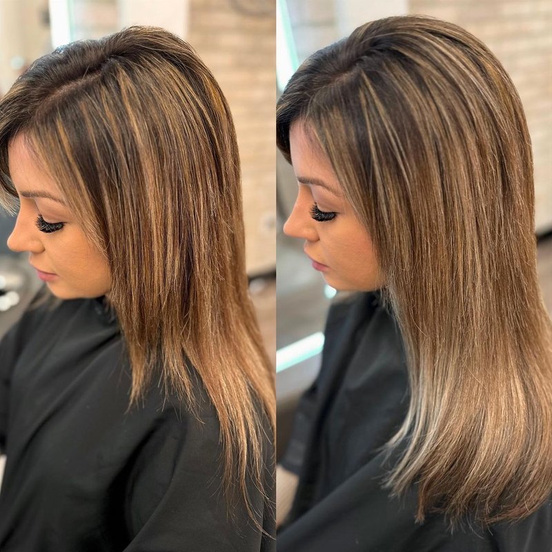 My client is wearing the V-light hair extension