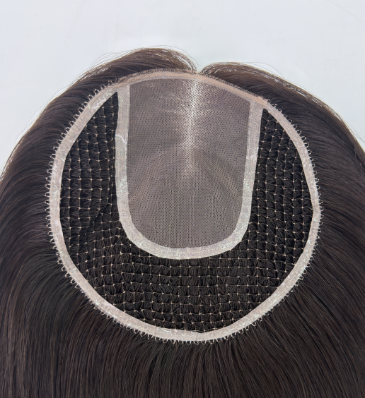 6"x6" Fishnet Mono Hair Topper | Hybrid Mono Top + Fishnet Base | Breathable Hair Integration Topper