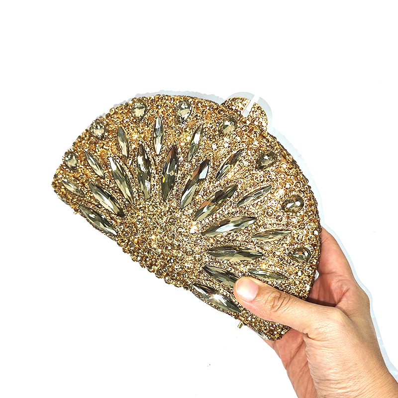 Crystal Fan-Shaped Evening Clutch