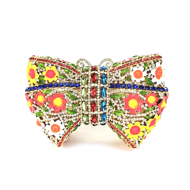 Butterfly Bow Floral Rhinestone Clutch