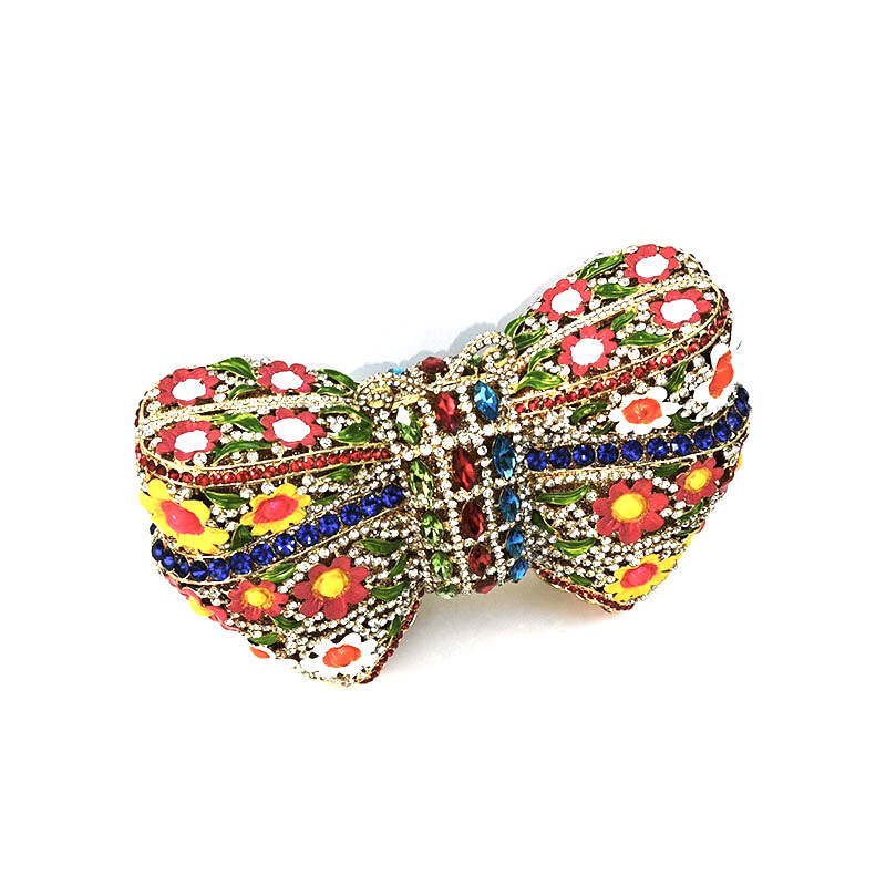 Butterfly Bow Floral Rhinestone Clutch