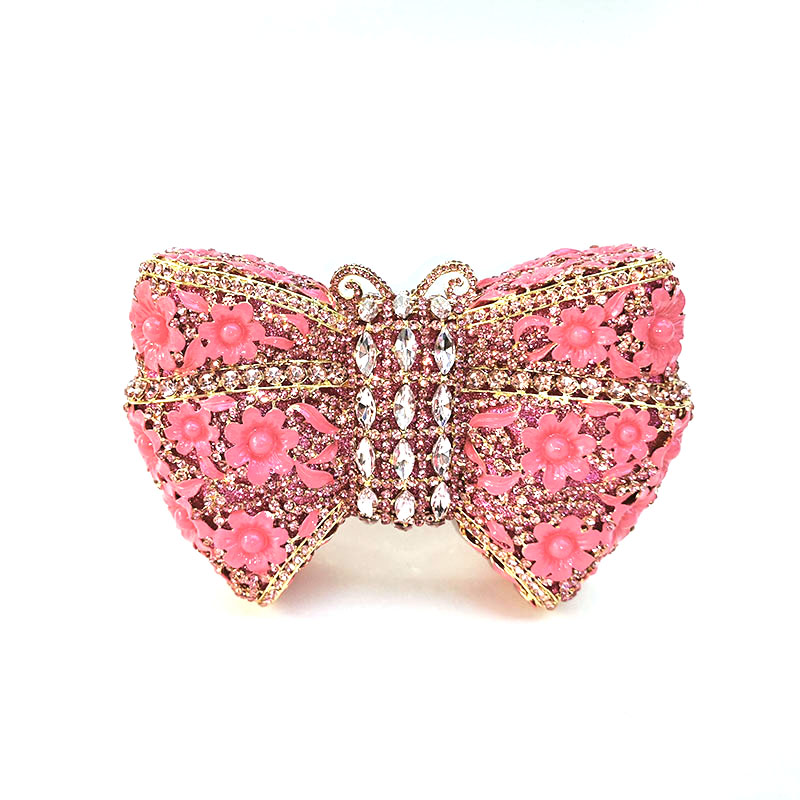Butterfly Bow Floral Rhinestone Clutch