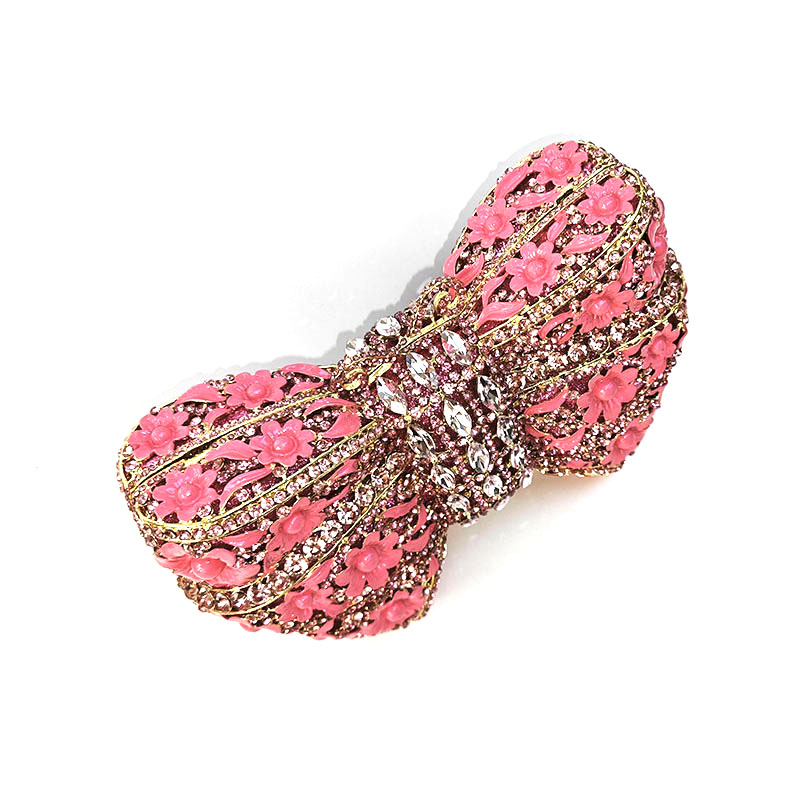 Butterfly Bow Floral Rhinestone Clutch