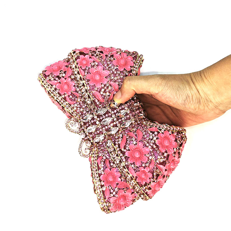 Butterfly Bow Floral Rhinestone Clutch