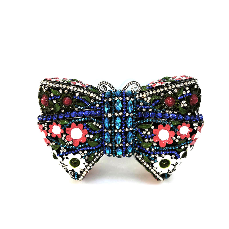 Butterfly Bow Floral Rhinestone Clutch