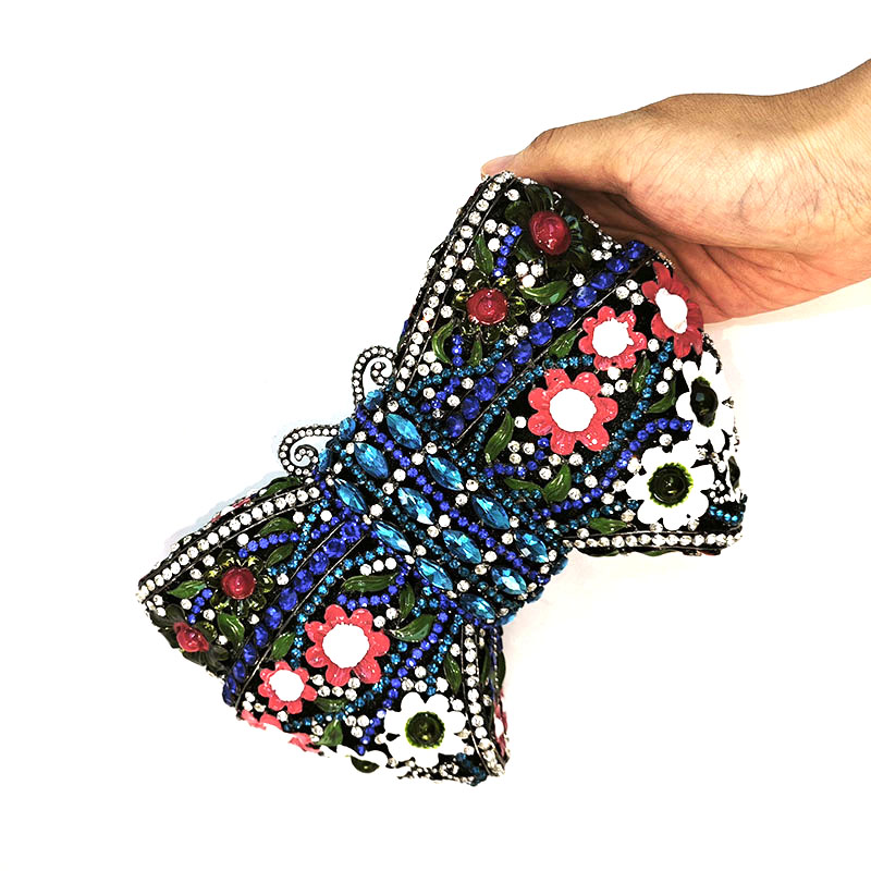 Butterfly Bow Floral Rhinestone Clutch