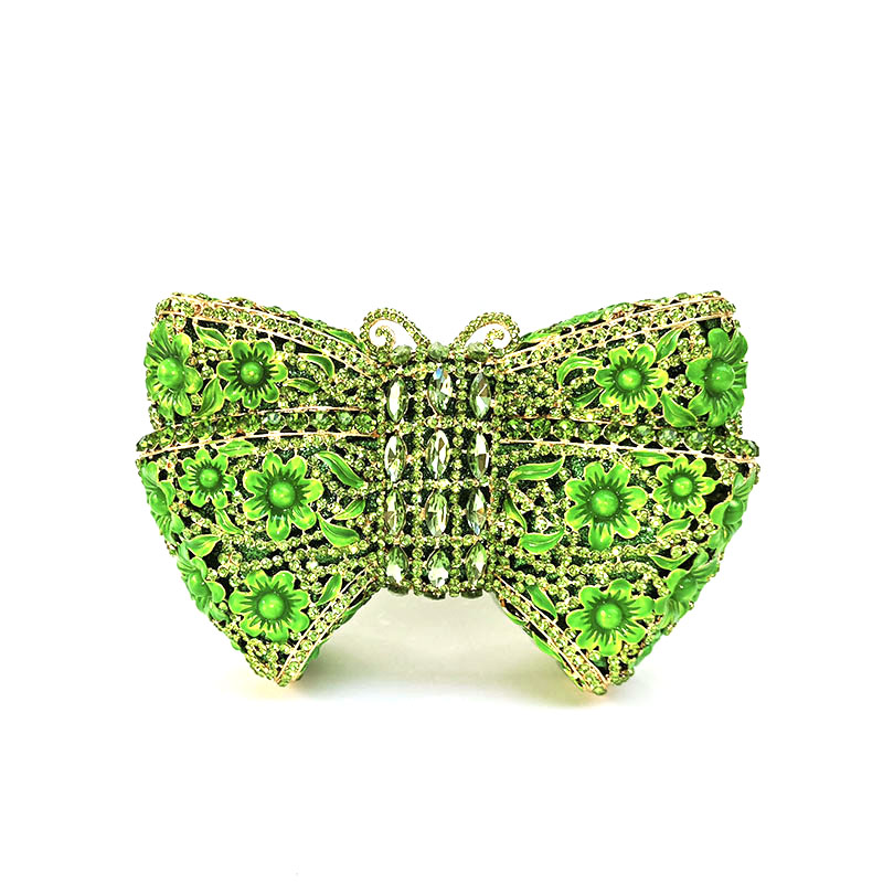 Butterfly Bow Floral Rhinestone Clutch