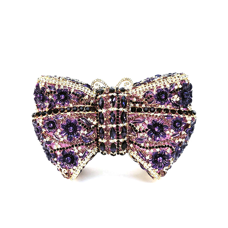 Butterfly Bow Floral Rhinestone Clutch