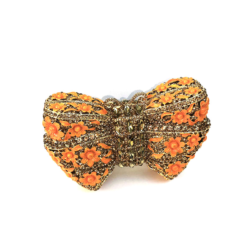 Butterfly Bow Floral Rhinestone Clutch