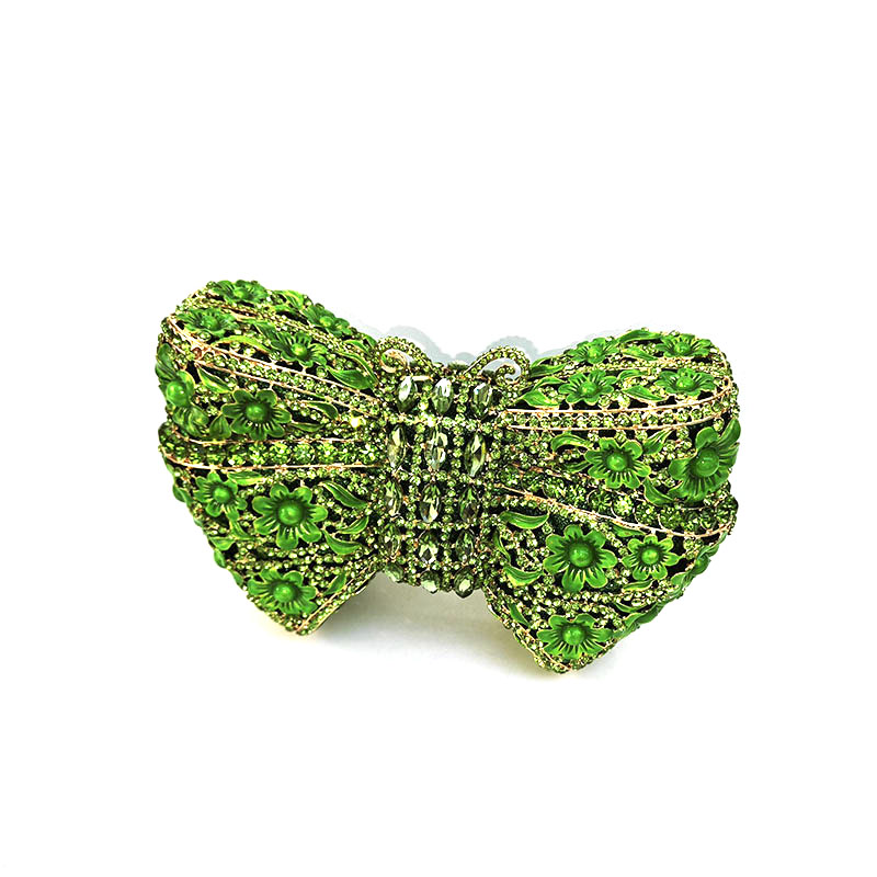 Butterfly Bow Floral Rhinestone Clutch