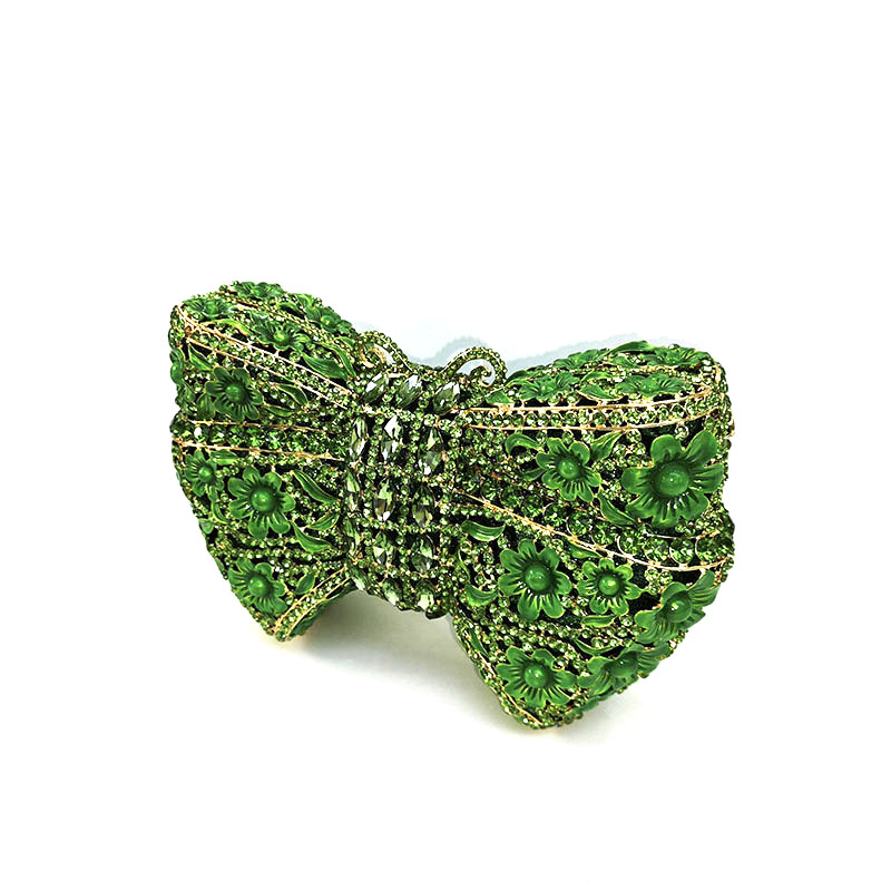 Butterfly Bow Floral Rhinestone Clutch