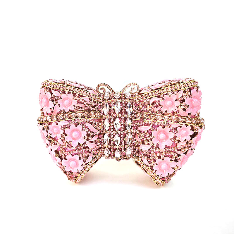 Butterfly Bow Floral Rhinestone Clutch