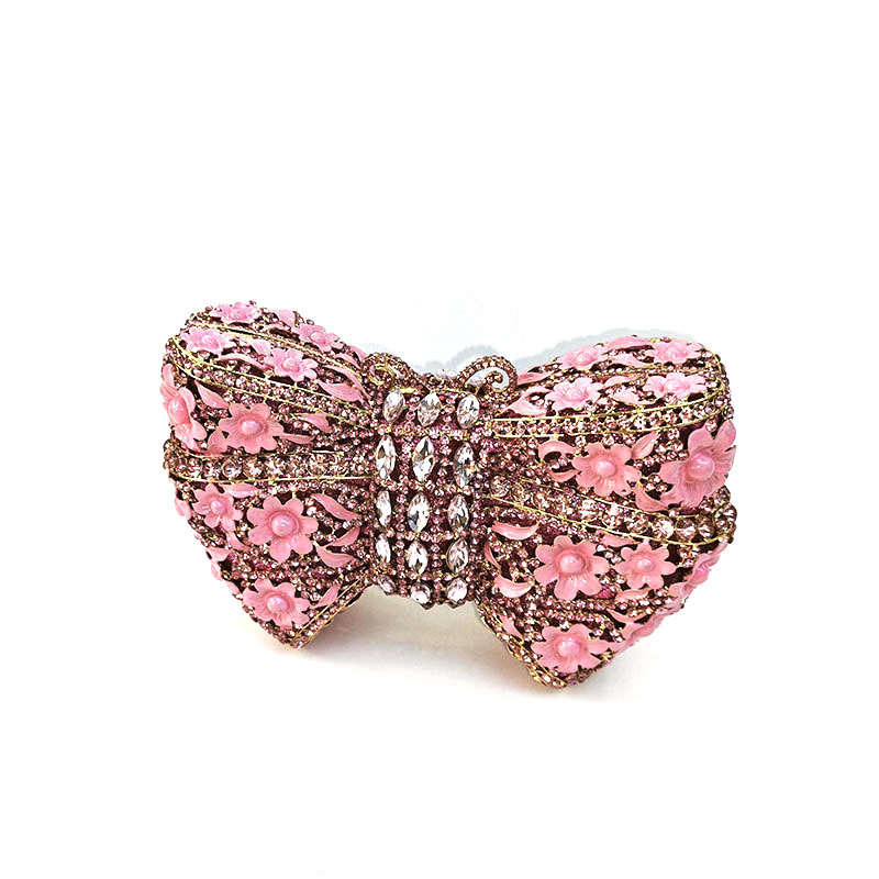 Butterfly Bow Floral Rhinestone Clutch
