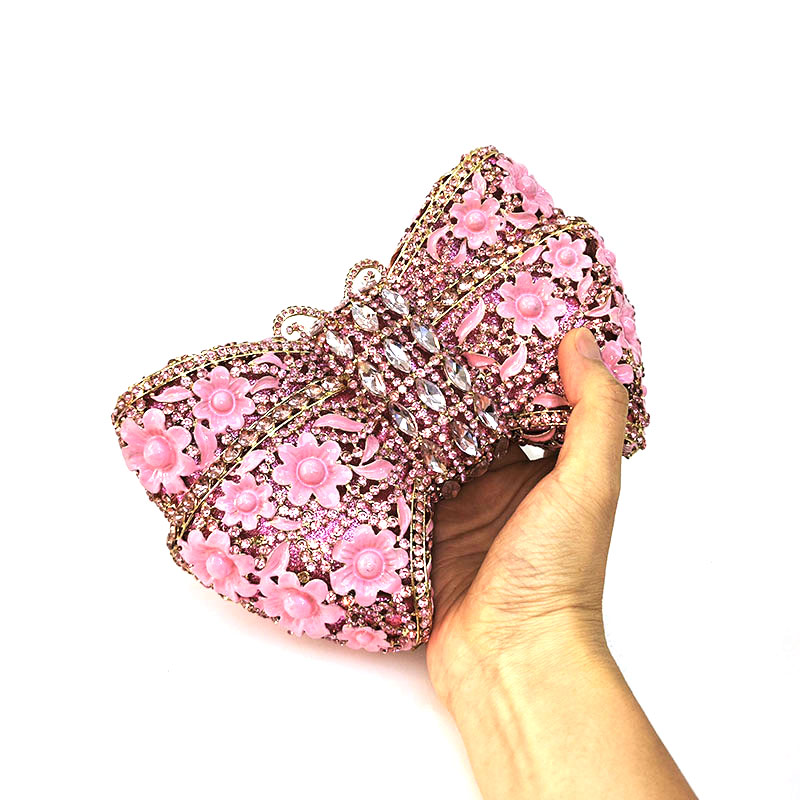 Butterfly Bow Floral Rhinestone Clutch