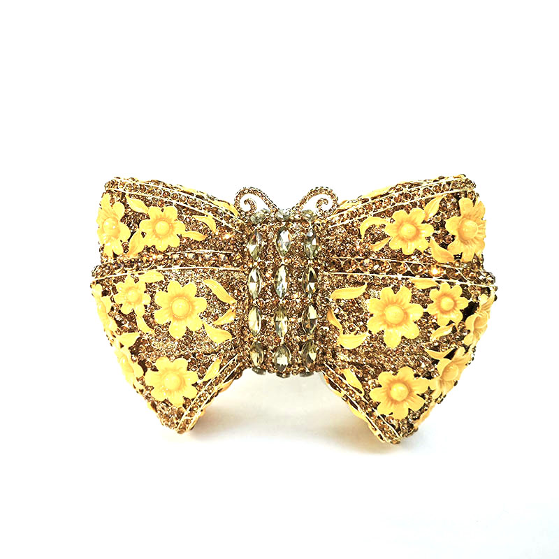 Butterfly Bow Floral Rhinestone Clutch