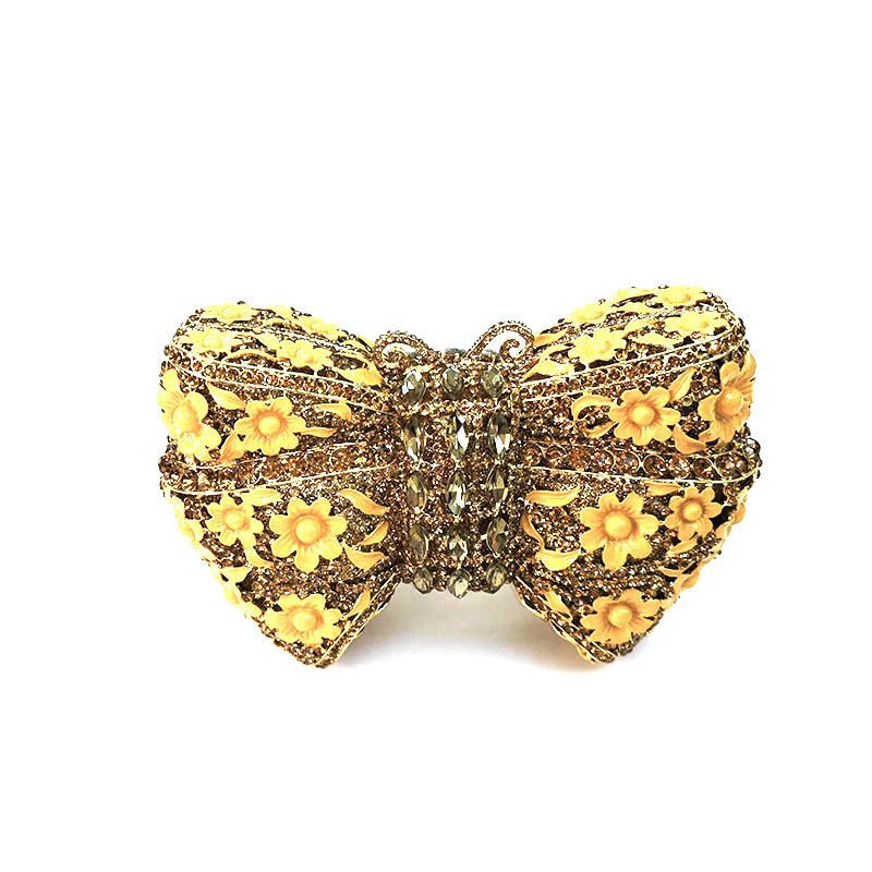 Butterfly Bow Floral Rhinestone Clutch